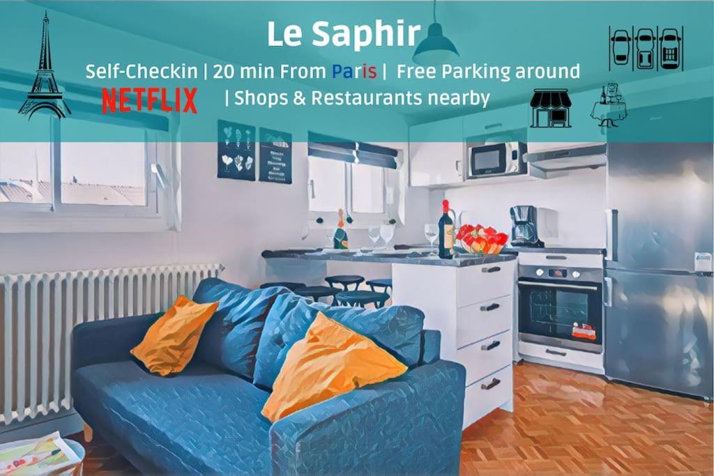 Le Saphir - 20Min From Paris & Cdg Airport - 2 Bathrooms - 2 Desks Drancy Exterior photo
